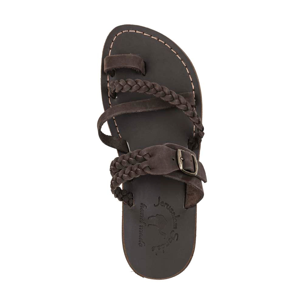 Batimag Brown Nubuck Leather Braided Slide Sandal - Image 3