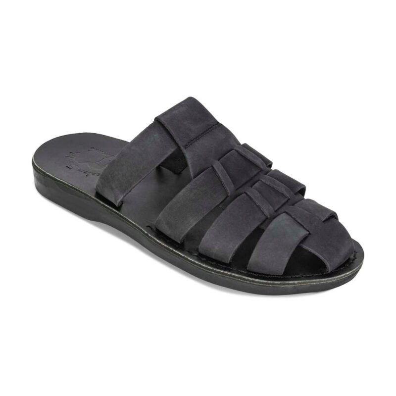 Batimag Black Nubuck Leather Slide Sandal