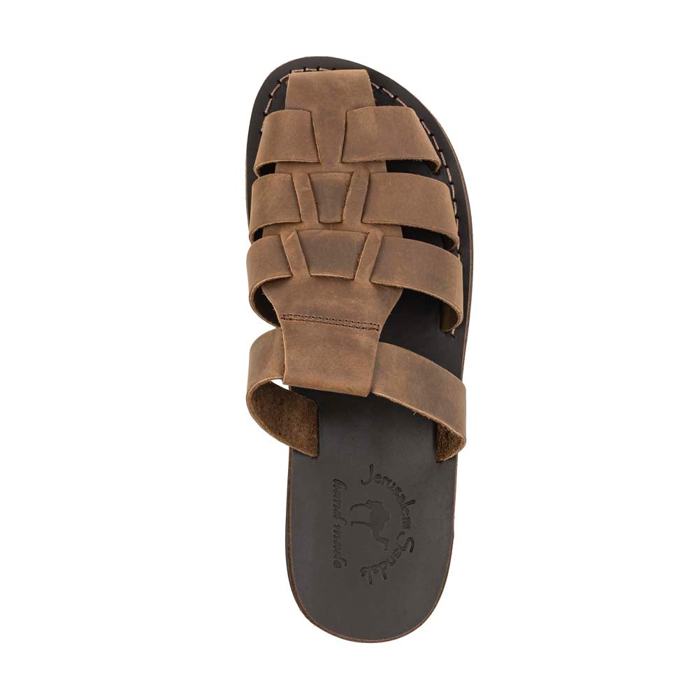 Batimag Oiled Brown Leather Slide Sandal - Image 3