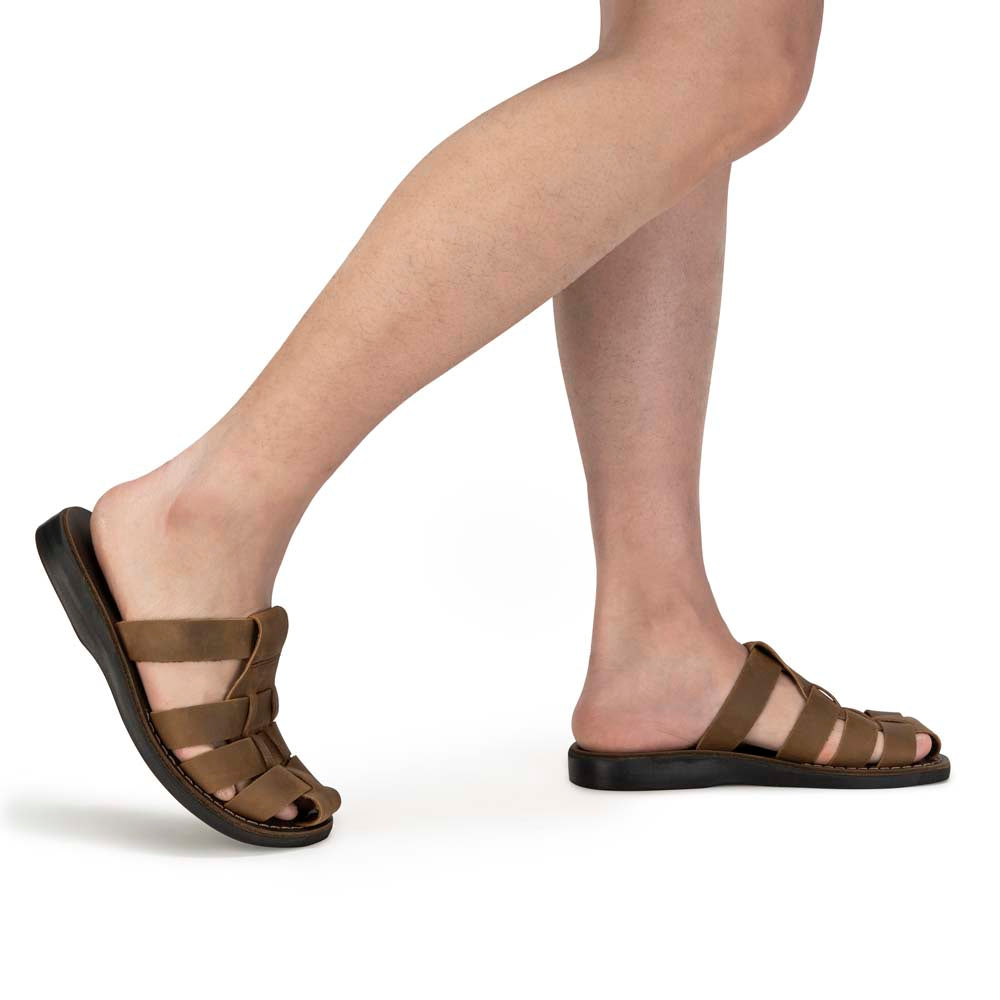 Batimag Oiled Brown Leather Slide Sandal - Image 2