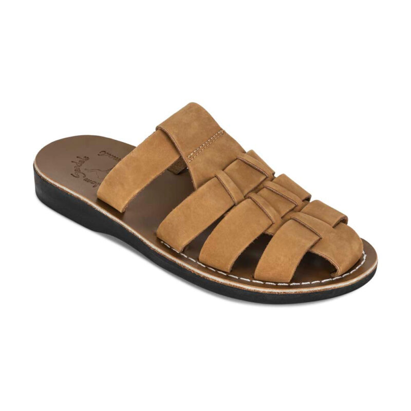 Batimag Tan Nubuck Leather Slide Sandal