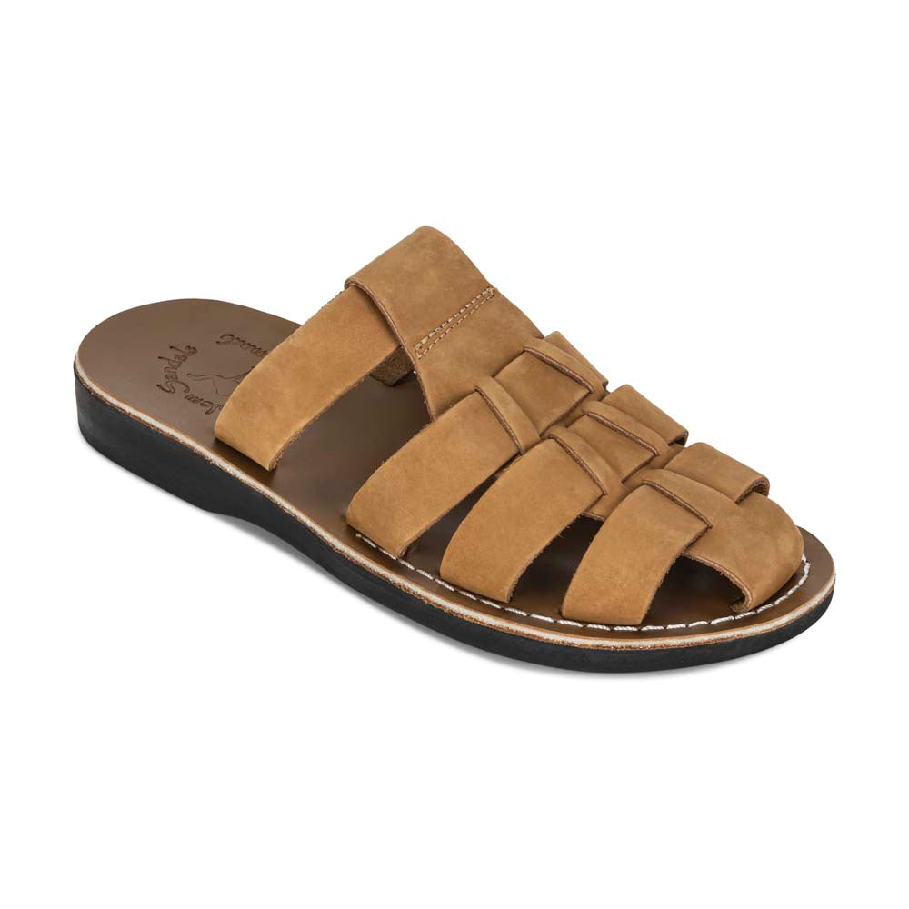 Batimag Tan Nubuck Leather Slide Sandal