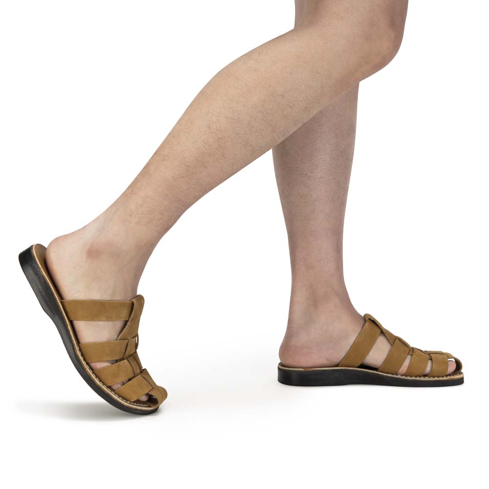 Batimag Tan Nubuck Leather Slide Sandal - Image 2