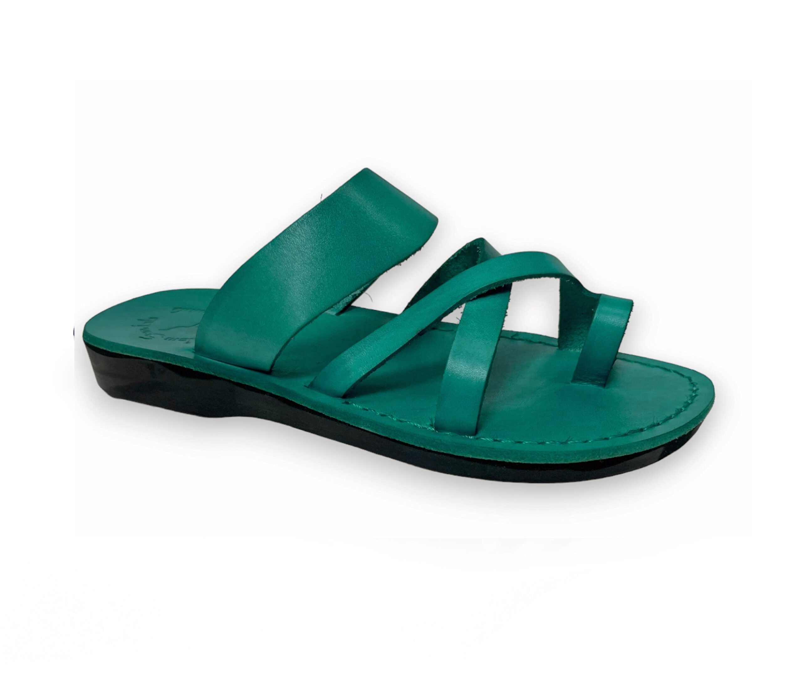 Batimag Turquoise Leather Toe Loop Sandal