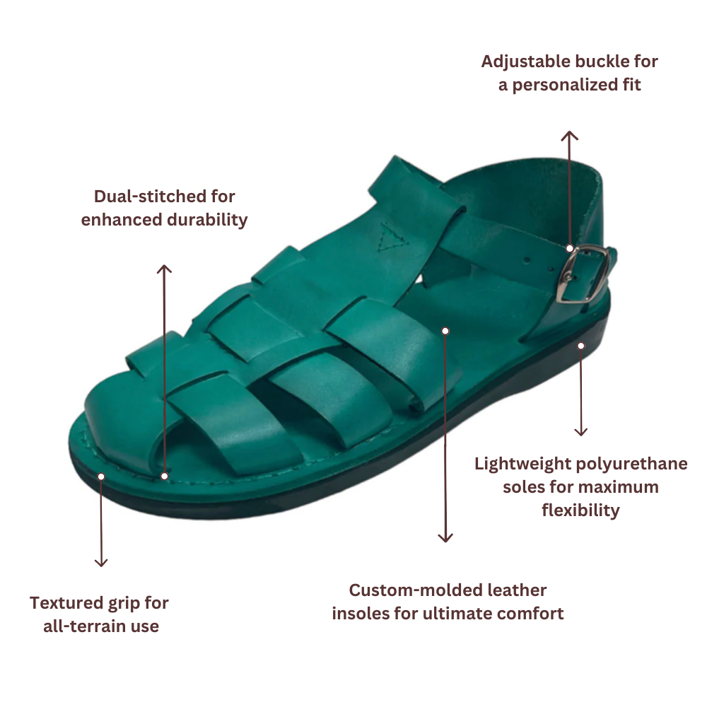 Batimag Turquoise Leather Fisherman Sport Sandal - Image 4